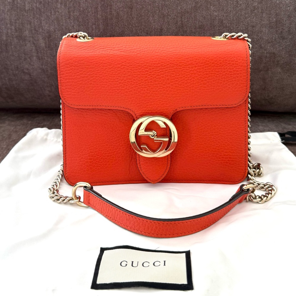 Authentic Gucci Interlocking GG Small Calfskin le… - image 1